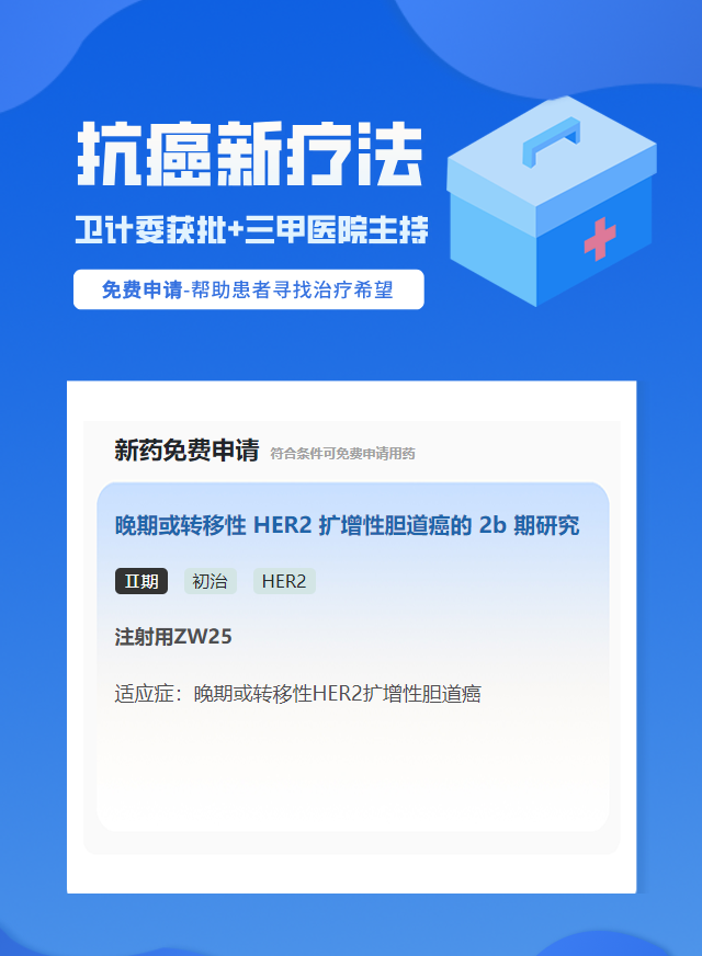 胆管癌HER2试验临床患者招募